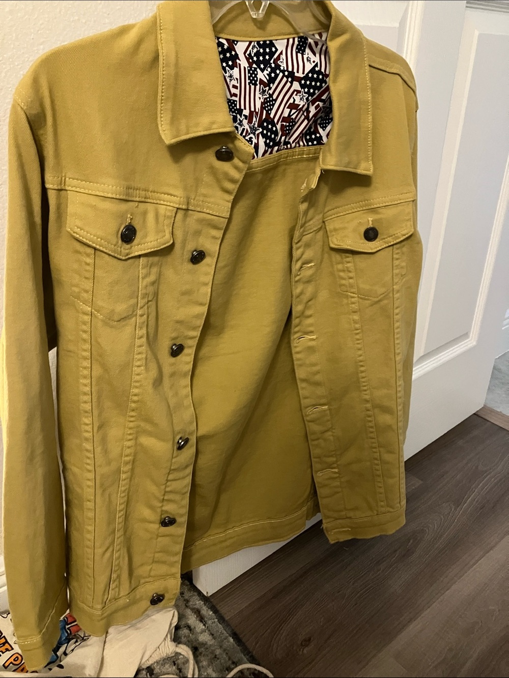 Men's Mustard Cotton Jacket - Classic Button-Up Coat
